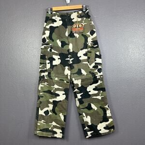 Vintage OTB Pants Boys 14 Camouflage One Tough Brand Cargo Convertible Y2K Baggy